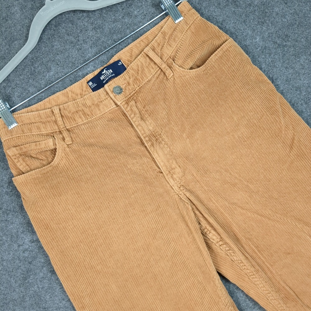 Hollister High-Rise Dad Pants Womens 9R W29 Tan Corduroy Straight Leg Ribbed